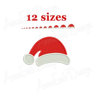Design de bordado de chapéu de Papai Noel. Silhueta de chapéu de Papai Noel. Mini chapéu de Papai Noel. Bordado à máquina. Bordado de Natal. Chapéu de Papai Noel de Natal
