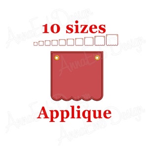 Scallop Banner Embroidery Design. Banner Applique Embroidery Design. Basic Shape. Banner In The Hoop. Party Banner Embroidery Design.