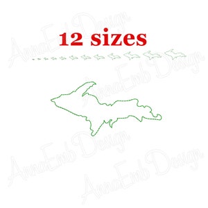 Michigan Upper Peninsula Embroidery Design. Michigan Upper Peninsula state Design. Machine Embroidery.  Michigan Upper Peninsula Mini