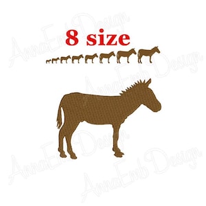 Donkey embroidery design. Machine embroidery design. Donkey Silhouette. Donkey mini Embroidery. Donkey design. Farm Embroidery.