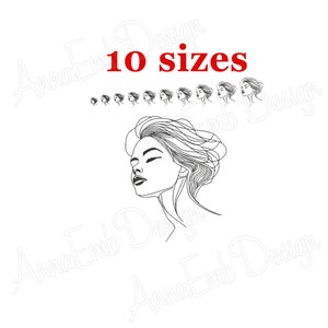 Woman face Embroidery Design. Face Embroidery Design Machine Embroidery Design Doll Face Embroidery Design Eyes with lashes