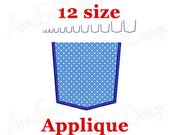Pocket embroidery design. Real Pocket Applique embroidery design. Machine Embroidery Design. Pocket mini. Pocket design. Faux Pocket.