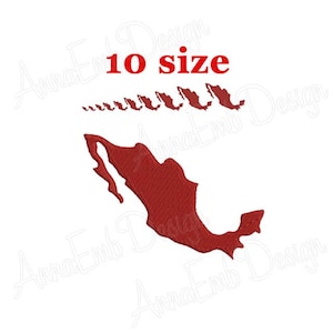 Mexico Embroidery Design. Machine Embroidery. Mexico Filled Stitch. Mexico Design. Country Design. Mexico Mini Silhouette. South America.