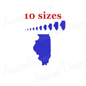 Illinois Borduurwerk Ontwerp. Machine borduurwerk. Illinois Gevulde Steek. Illinois Ontwerp. Country Design. Illinois Mini Silhouet.