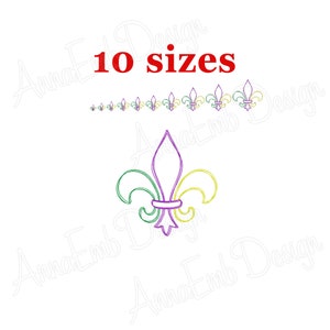 Fleur de lis borduurontwerp. Machine borduurwerk ontwerp. Mini Fleur van Lis. Mardi gras borduurontwerp. Fleur de lis ontwerp.