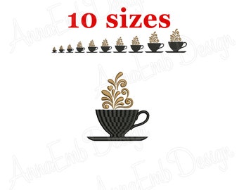 Coffee Cup embroidery design. Coffee Cup mini embroidery design. Machine embroidery design. Coffee Cup fill stitch design. Coffee Silhouette