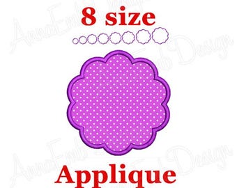 Scallop Circle applique embroidery design. Scalloped Frame Applique Design. Circle Monogram Frame embroidery design. Mini Scallop Circle.