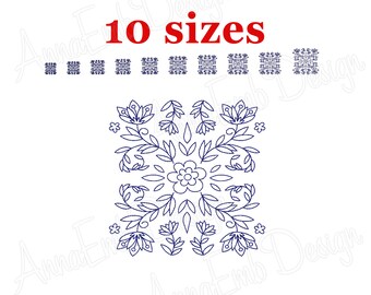 Flower Quilt Block Embroidery Design (Digital Download)