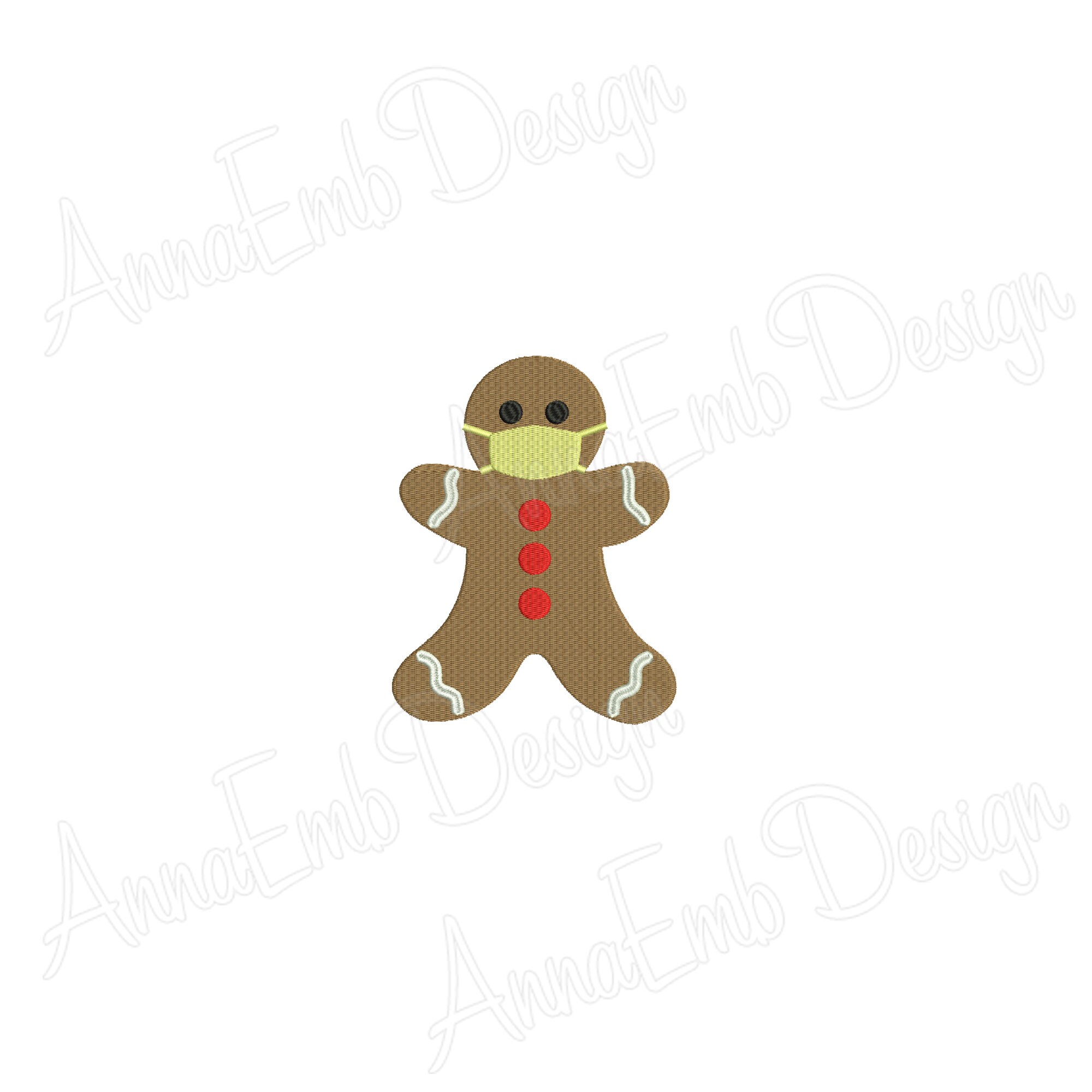 Gingerbread Man With A Face Mask Embroidery Design. Etsy Polska