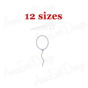 Könnte beinhalten: Eine schwarz-weiße Umrandung eines Ballons mit einer Schnur. Das Bild enthält den Text "12 Größen" in Rot.