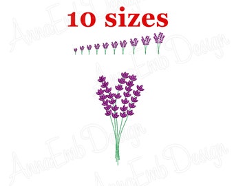 Lavender Flower Embroidery Design, Floral Herb (Instant Download)