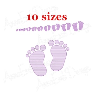 Baby Feet Sketch Stitch Embroidery Design. Machine Embroidery Design. Mini Baby Feet. Newborn Baby Footprint. Baby Feet Embroidery Design.