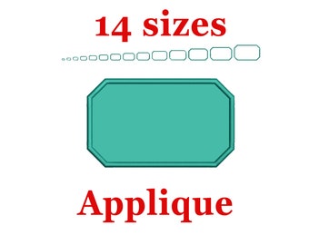 Disegno di ricamo di applique rettangolo. Applicazione monogramma rettangolare. Mini ricamo rettangolare. Disegno di ricamo rettangolo. Forma base.