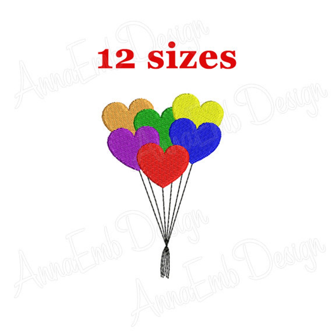Heart Balloons Embroidery Design. Mini Balloons. Heart Etsy