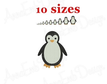 Penguin Embroidery Design, Mini Animal Silhouette (Instant Download)