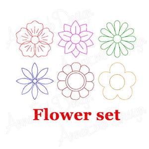 Flower embroidery design. Flower design. Machine embroidery design. Summer embroidery design. Flower Outline. Redwork flower.