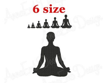 Yoga Embroidery Design. Yoga Silhouette. Yoga sitting Silhouette. Machine Embroidery Design. Mini Yoga Design.
