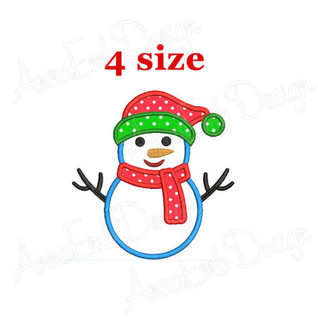 Snowman Applique Embroidery Design. Mini Snowman. Machine Embroidery