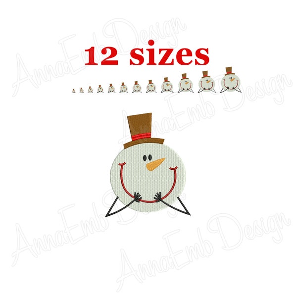 Snowman face Embroidery Design. Mini Snowman. Machine embroidery. Christmas Embroidery. Christmas Snowman Face. Winter Snowman