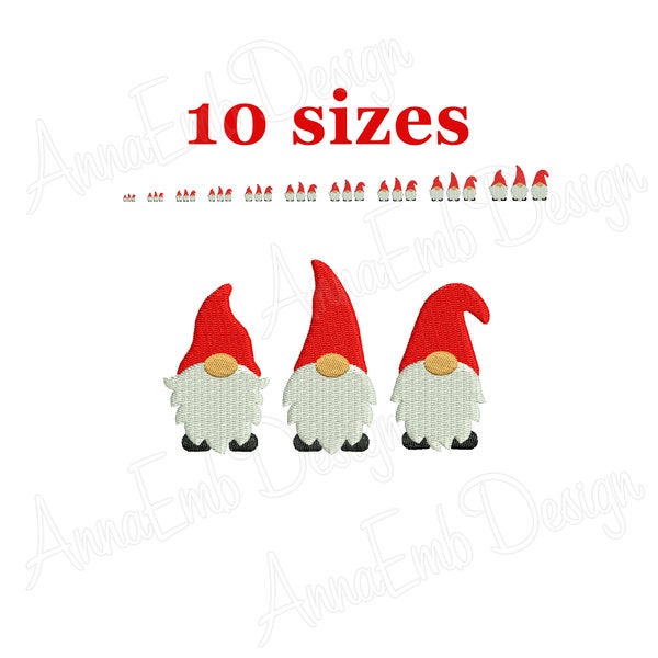 Christmas Gnomes Embroidery Design. Mini Gnome. Machine embroidery. Christmas Embroidery Design. Cute Gnomes. Three Gnomes.