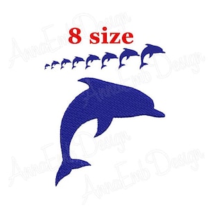 Motif de broderie dauphin. Silhouette de dauphin. Mini broderie dauphin.  Broderie d'été. Animaux marins. Motif de broderie machine.