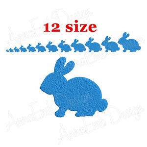 Puede incluir: Un conjunto de 12 siluetas de conejos azules de diferentes tama&ntilde;os. El conejo m&aacute;s grande est&aacute; en el centro de la imagen. Los conejos est&aacute;n dispuestos en una l&iacute;nea del m&aacute;s peque&ntilde;o al m&aacute;s grande.