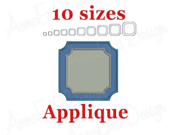 Square Applique Embroidery Design, Monogram Frame (Instant Download)