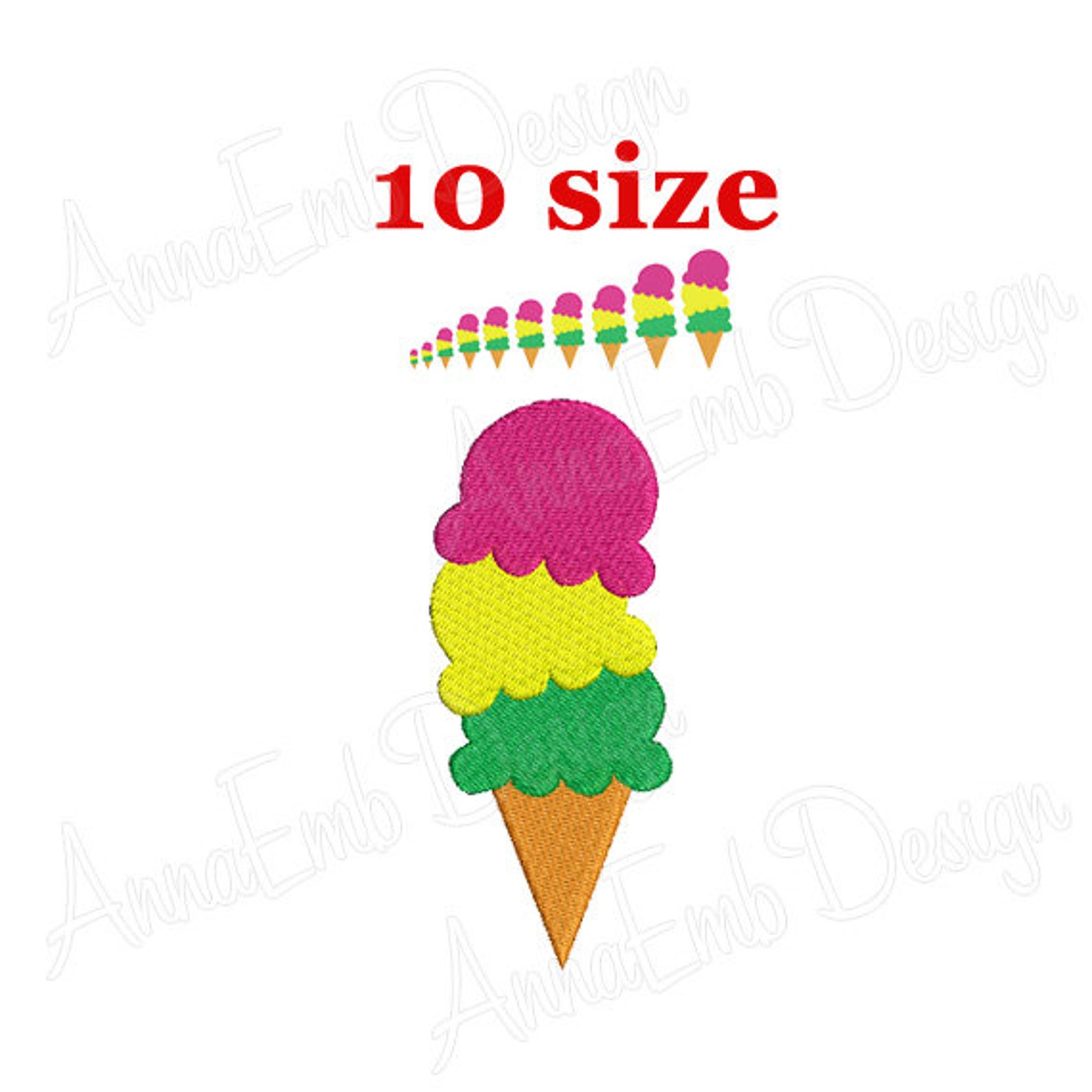 Ice Cream Cone Embroidery Design. Ice Cream Silhouette Etsy
