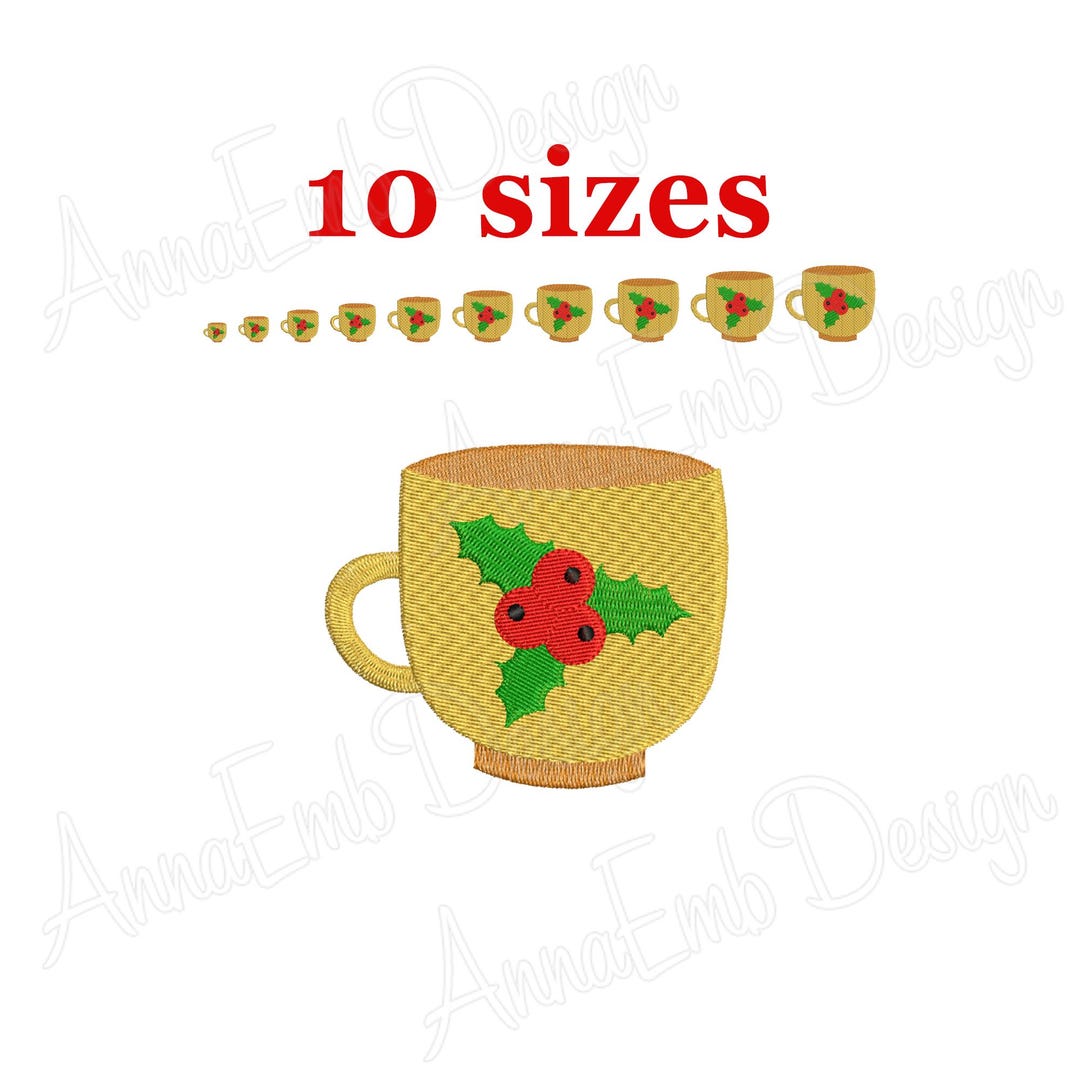 Tea Cup Embroidery Design. Christmas Embroidery Design. Tea Time Design ...