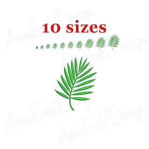 May include: Green palm leaf embroidery design in 10 sizes. The design is perfect for adding a tropical touch to your projects.