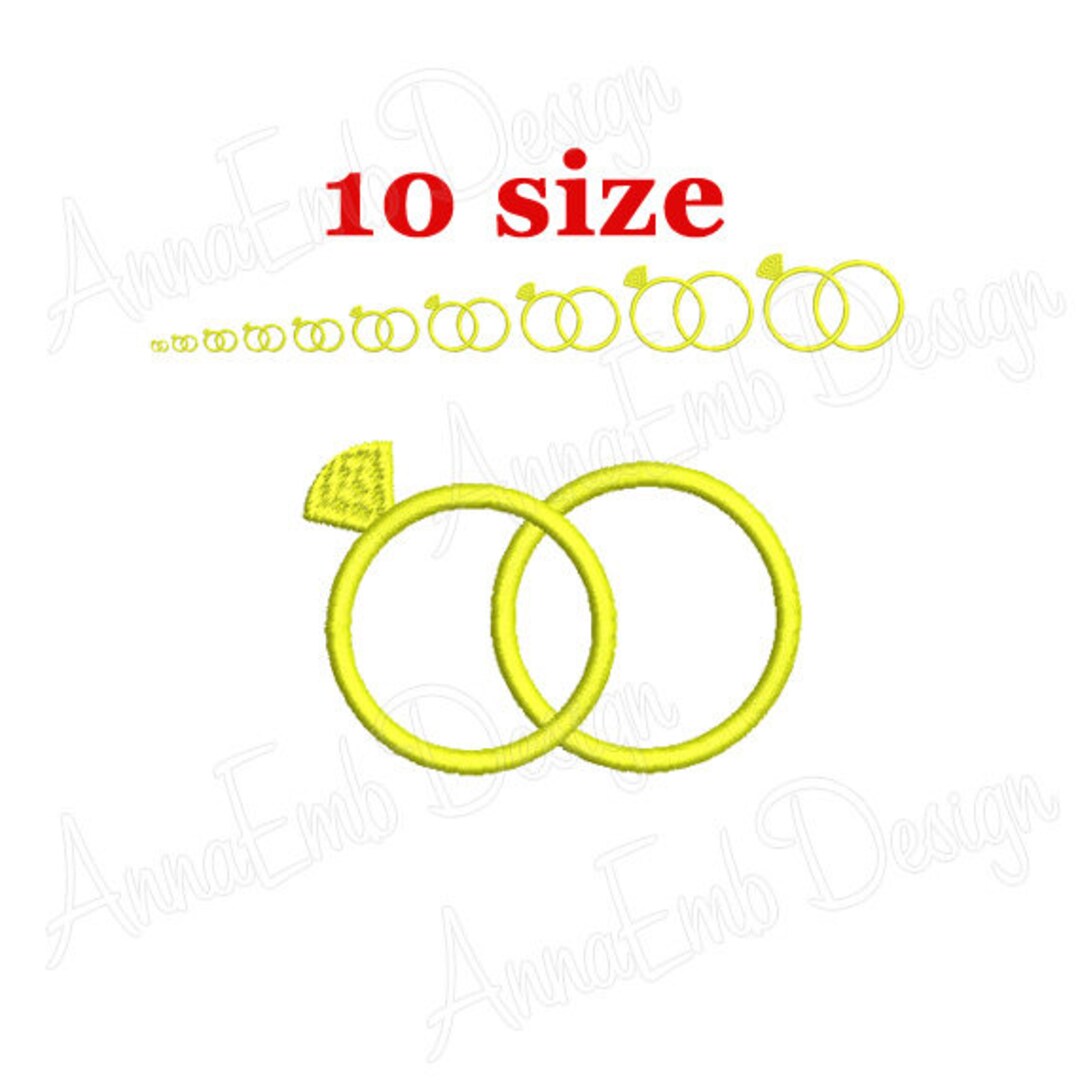 Wedding Rings Embroidery Design. Wedding Rings Silhouette Embroidery