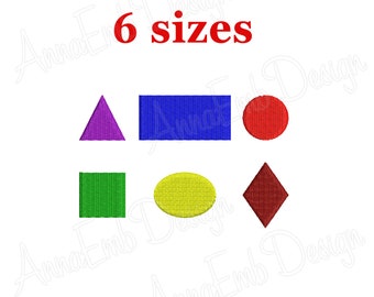 Basic shapes embroidery Design. Circle Oval Rectangle Rhombus Square Triangle. Basic Shape Set. Machine Embroidery Design. Mini Basic shapes