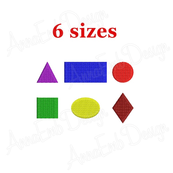 Basic shapes embroidery Design. Circle Oval Rectangle Rhombus Square Triangle. Basic Shape Set. Machine Embroidery Design. Mini Basic shapes