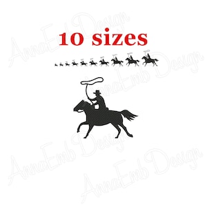 Cowboy embroidery design. Machine embroidery design. Mini Cowboy. Cowboy filled stich. Western embroidery design. Rodeo embroidery design.