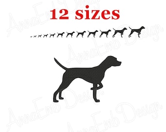 ポインターの刺繍デザイン。機械刺繍デザイン。ポインターのシルエット。英語のポインターの刺繍デザイン。ポインター ミニ。子犬の刺繍。