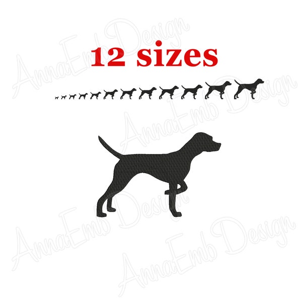 Pointer embroidery design. Machine embroidery design. Pointer Silhouette. English Pointer embroidery design. Pointer mini. Puppy Embroidery.