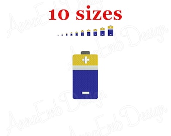 Battery Embroidery Design, Mini Power Cell (Instant Download)