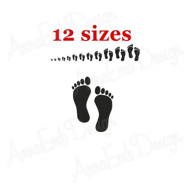 Feet Embroidery Design. Machine Embroidery Design. Mini Feet Embroidery Design. Footprint. Filled Stitch Design. Foot Embroidery Design.