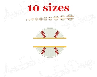 Split Baseball Embroidery Design. Mini Baseball. Softball design. Baseball ball embroidery. Machine embroidery design. Sport embroidery