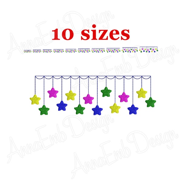 Star Garland Embroidery Design. Machine Embroidery Design. Garland embroidery. Mini Star. Garland Star filled stitch.