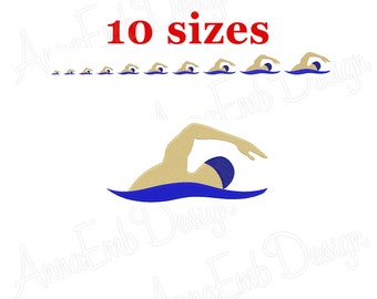 Swimmer Silhouette Machine Embroidery Design (Instant Download)