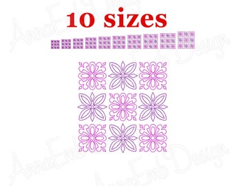 Flower Quilt Block Embroidery Design (Instant Download)
