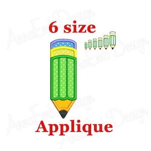 Pencil Applique Embroidery Design. Back to School Applique. First Grade. Mini Pencil Design. Machine embroidery design.