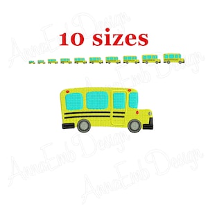 School Bus Embroidery Design. Mini School Bus. Back to school. School Bus Design. Machine embroidery design.