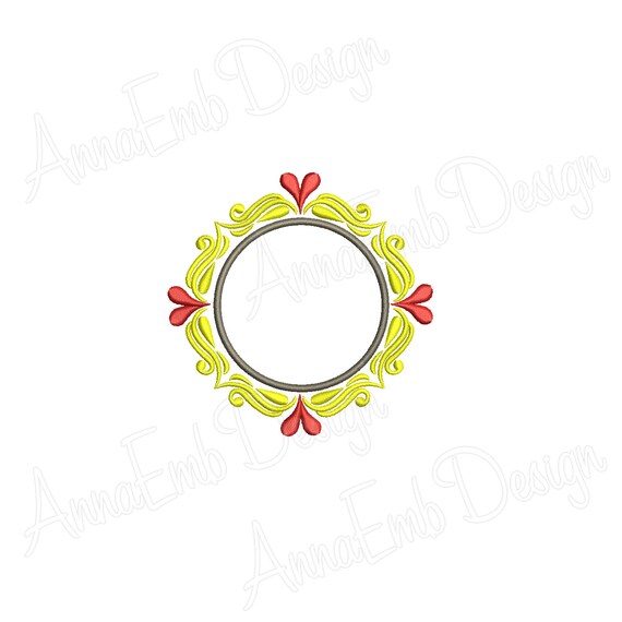 Circle Monogram Border Embroidery Design Frame Embroidery Etsy