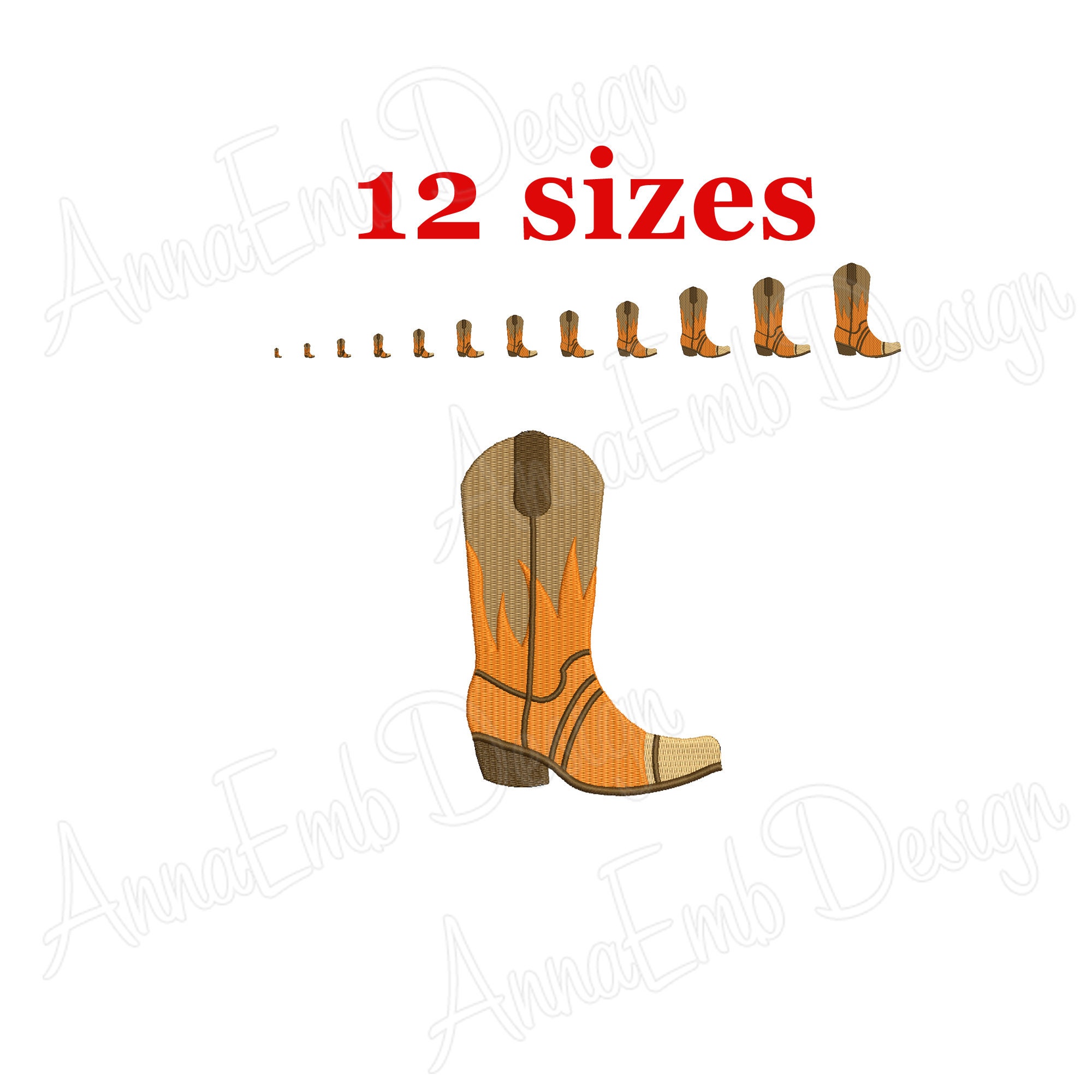 Cowboy Boot Embroidery Design. Garden Boot. Machine