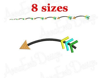 Arrow embroidery design. Arrow mini. Arrow pattern. Machine embroidery. Curved Arrow embroidery.  Arrow frame embroidery.