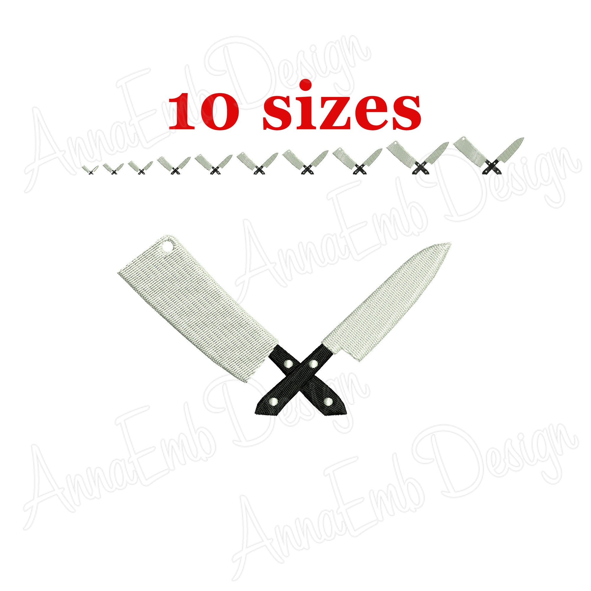 Knife Embroidery Design. Machine embroidery design. Kitchen Etsy