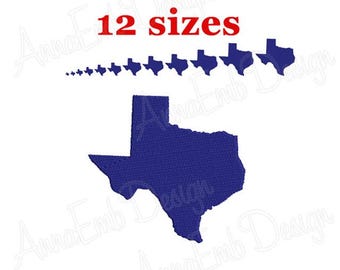 Texas State Embroidery Design. Machine Embroidery. USA State. Texas Design. Texas Filled Stitch. Mini Texas. Texas Silhouette.