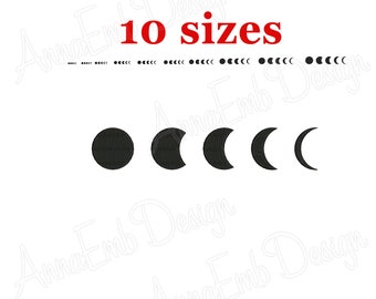Moon Embroidery Design. Moon Silhouette Embroidery design. Moon Design. Mini Moon. Moon Phases. lunar Phases. Machine embroidery design.